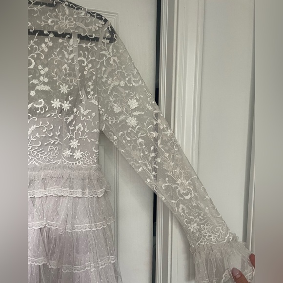 Mac Duggal Embroidered Long Sleeve Ruffled Tiered Dress - Picture 6 of 8